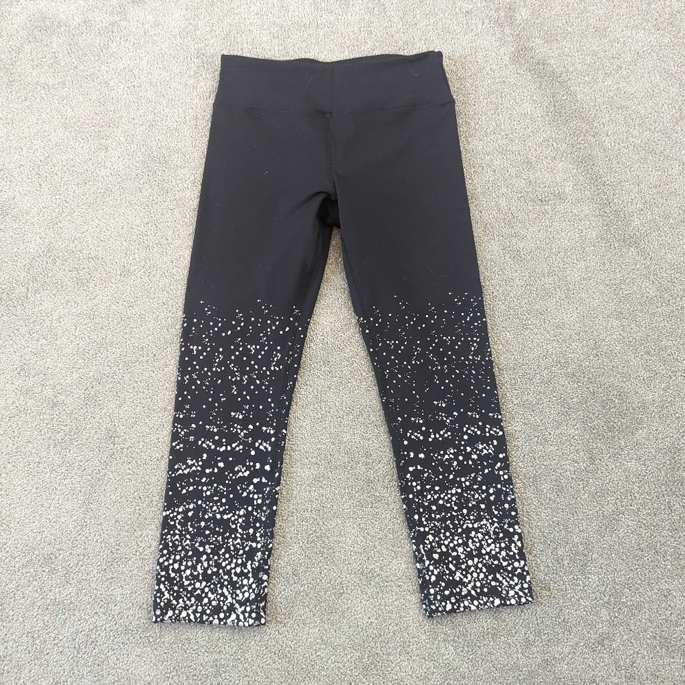 Kyodan Women's Polka Dot Leggings Size Small Black Cream Activewear Athletic